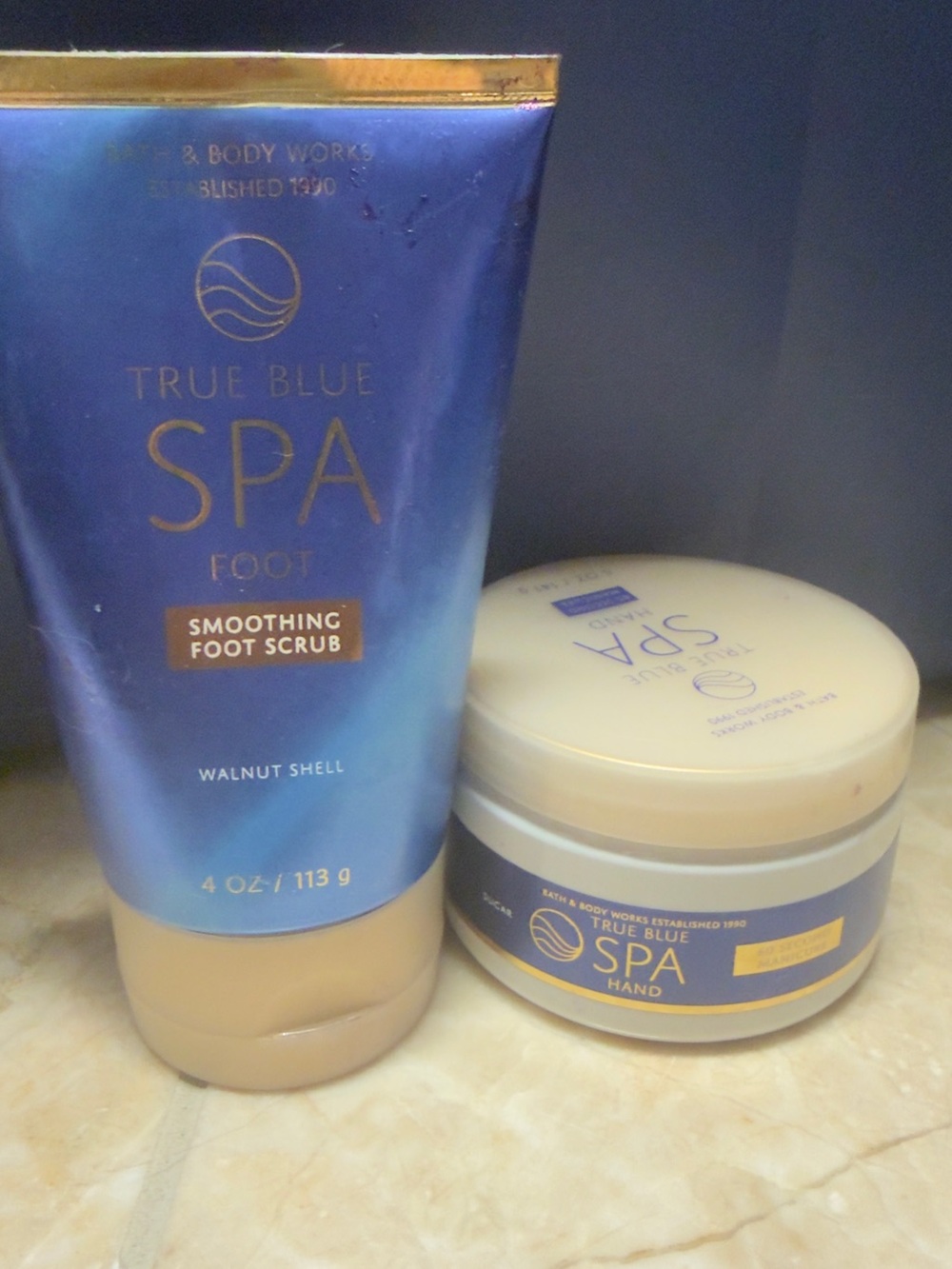Bath & Body Works True Blue Spa Foot Scrub & Hand Cream - Blue and Cream